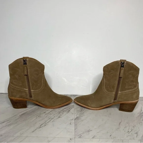 New! Dolce Vita Solow Tan Suede Western Bootie 7 - Picture 5 of 15